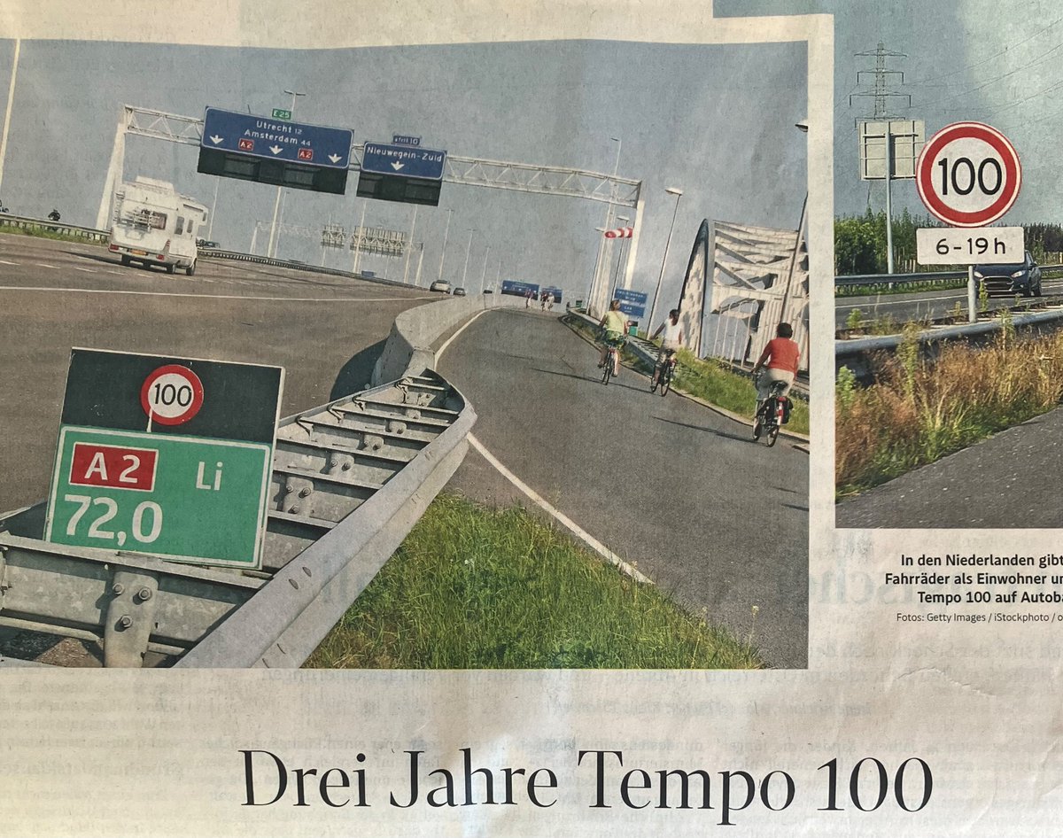 Tempo 100 überzeugt: „Seit 3 Jahren gilt in den Niederlanden auf Autobahnen tagsüber #Tempo100. Vor der Einführung befürworteten nur 46 % Tempo 100. Zwei Jahre nach der Einführung sprachen sich 60% sogar für Reduktion auf 90 km/h aus“ derstandard.at/story/20001445…