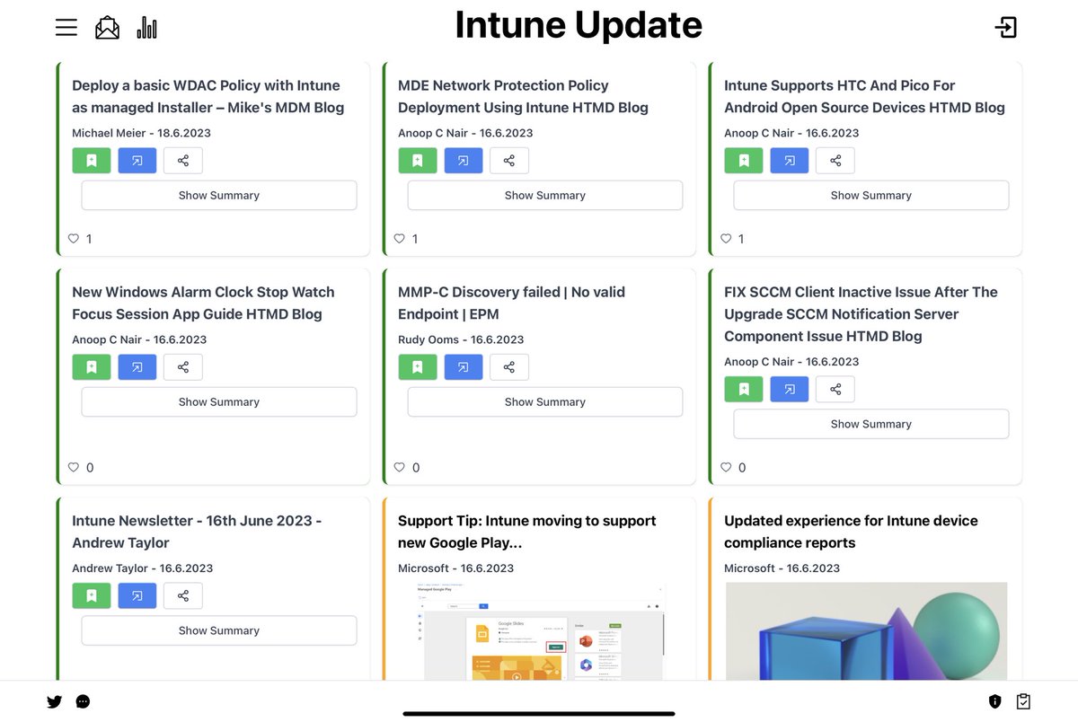 IntuneUpdate.com

A one-stop hub designed to provide a seamless and informative experience, enabling the community to find new blog posts, track updates, bookmark favorite content and more on a single page. 

#Intune #MSIntune #Microsoft
