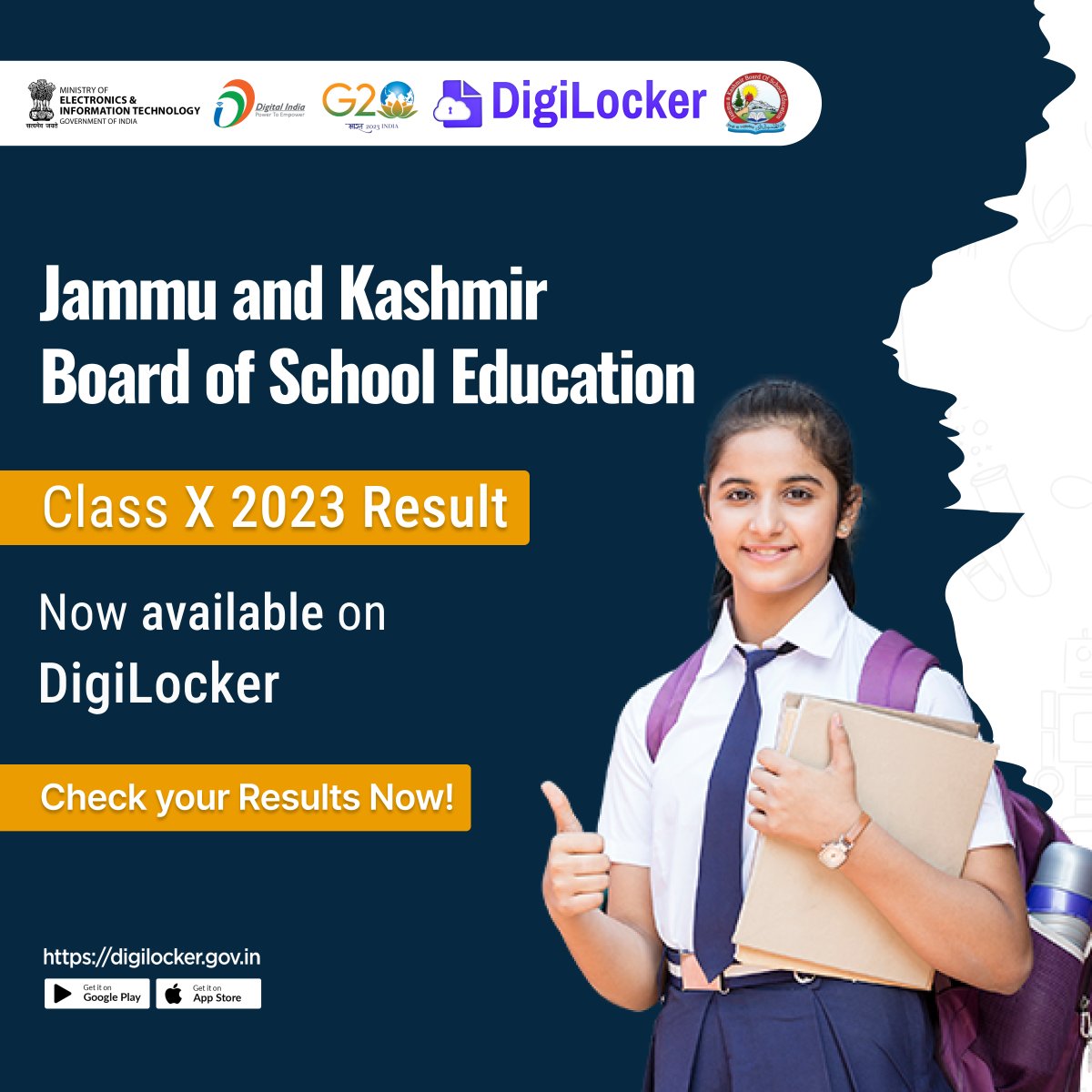 Big announcement for Jammu and Kashmir Class X students! Your 2023 results are now available on #DigiLocker. Access your result certificates instantly and securely. Congratulations on your achievements👍digilocker.gov.in/installapp
#JKBOSE #ClassX @diprjk @Office_JKBoSE