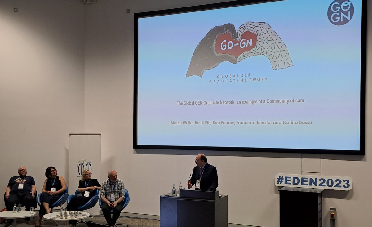 Can't wait to hear about @GOGN_OER as a community of care.

#EDEN2023 #OpenEducation