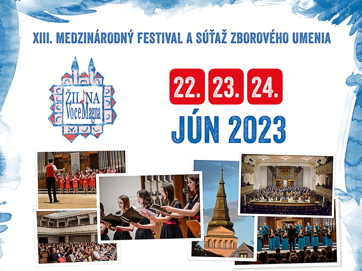 😃 Pozývame vás na otvárací koncert Žilina Voce magna 2023, ktorý bude v Katedrále v piatok (23.6.) o 19:00 hod.
Vstupné dobrovoľné.
Celý program XIII. medzinárodného festivalu a súťaži zborového umenia:
vocemagna.sk/assets/plagat-…