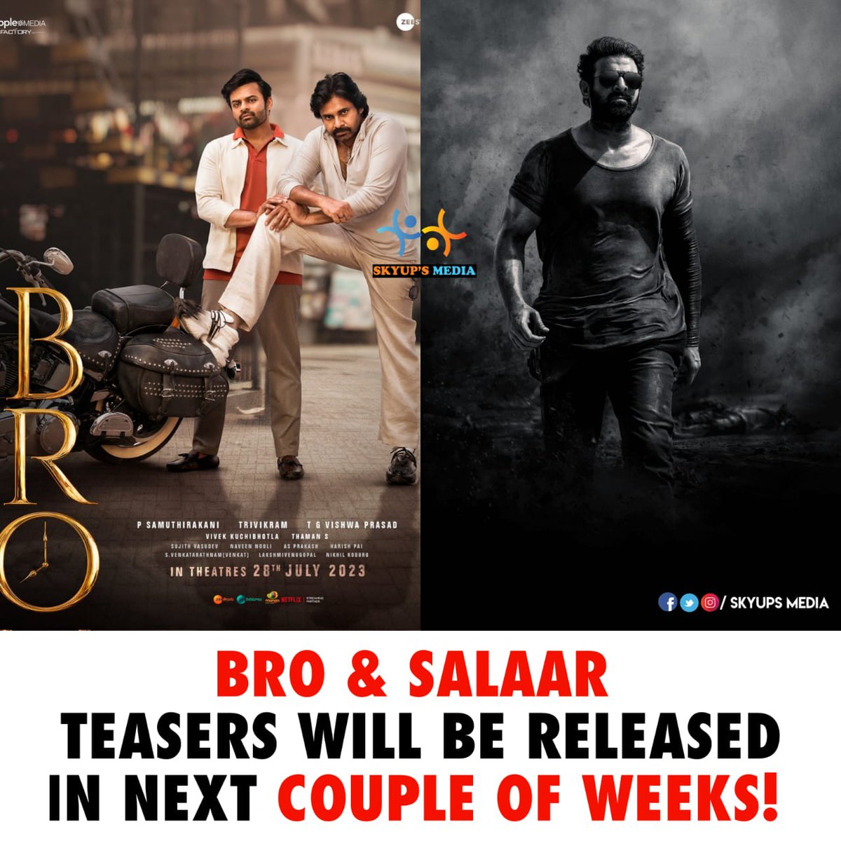 #BRO #Salaar Teasers are on the way.... 💥

#Prabhas #PawanKalyan #SaiDharamTej