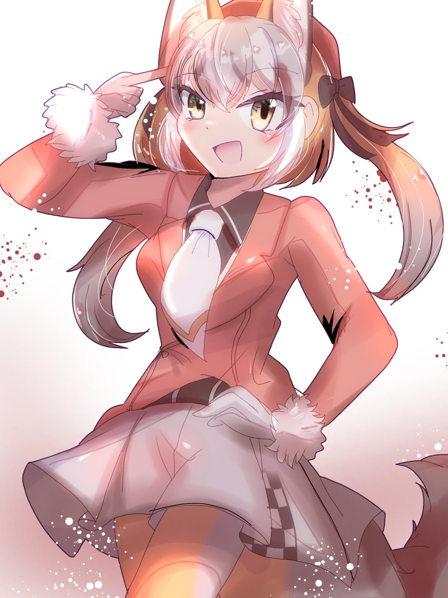 1girl animal ears solo tail necktie skirt fox girl  illustration images