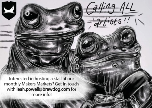 We're still on the look-out for stall holders for our Monthly Maker's Markets! 

Our first event will commence on the 2nd July, just pop us an email using the address mentioned for more information! 🎨🖍

#brewdog #makers #makersmarket #Norfolk #norfolkmakers #brewdognorwich #art