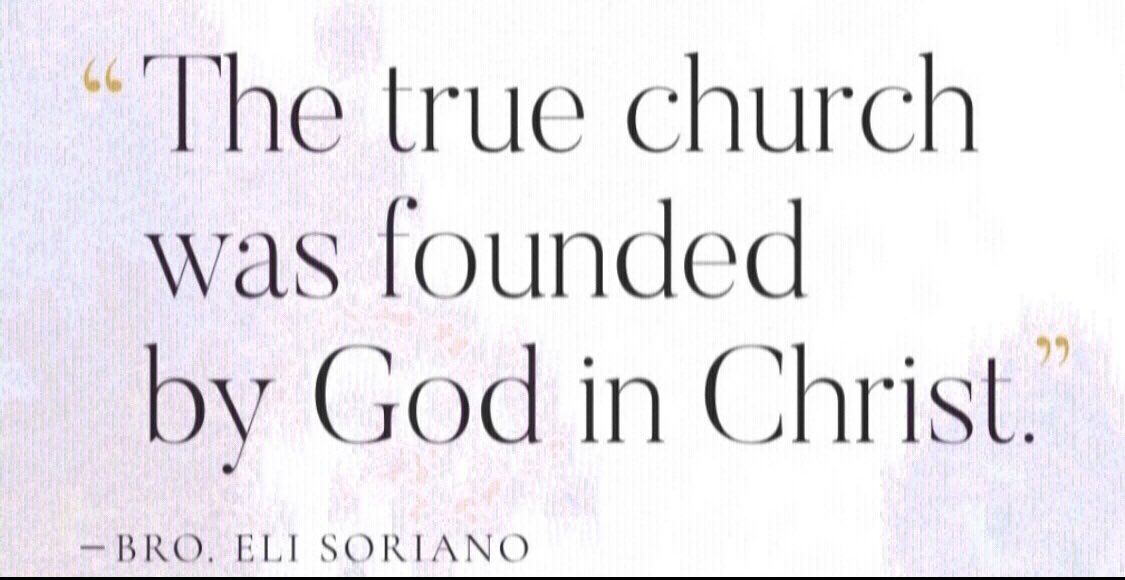 'The true Church was founded by God in Christ.'
-Bro. Eli Soriano

The Church Built by God
#PureDoctrinesOfChrist 
#GlobalPrayerForHumanity