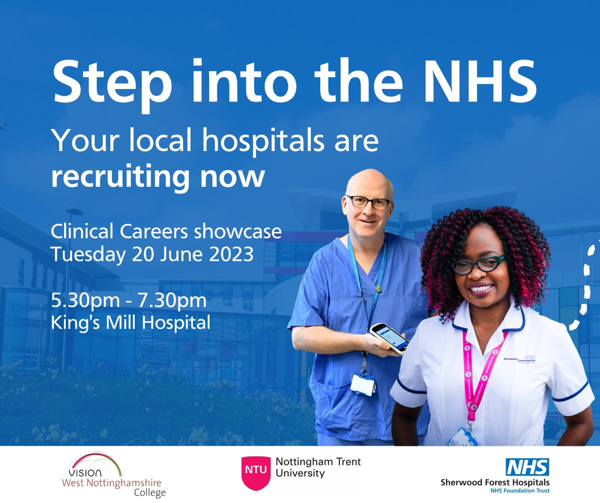 The ‘Step into the NHS’ event at King’s Mill Hospital (NG17 4JL) will take place tomorrow from 5.30pm to 7.30pm.

The event will promote current vacancies and career paths available to those who are actively looking for jobs or considering further study in clinical roles.