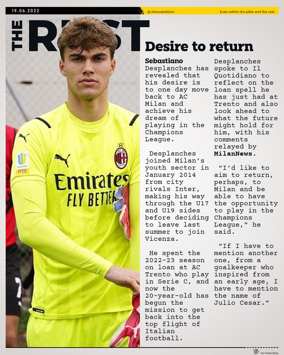 TheRustEdition's tweet photo. Sebastiano #Desplanches has revealed that his desire to move back to AC #Milan| #ForRust https://t.co/mAJIWTw7ys