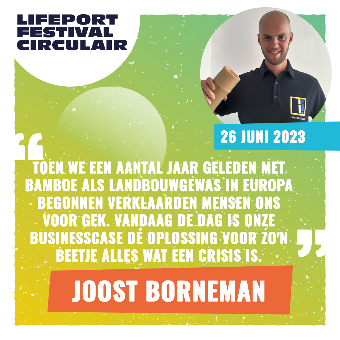 Leer van succesvolle duurzame ondernemers op het Lifeport Festival Circulair.
Bamboologic neemt je mee in zijn duurzame businessmodel op 26 juni 2023 in het Radboud University Experience Center.

#innovatiekracht #circulair #mkb