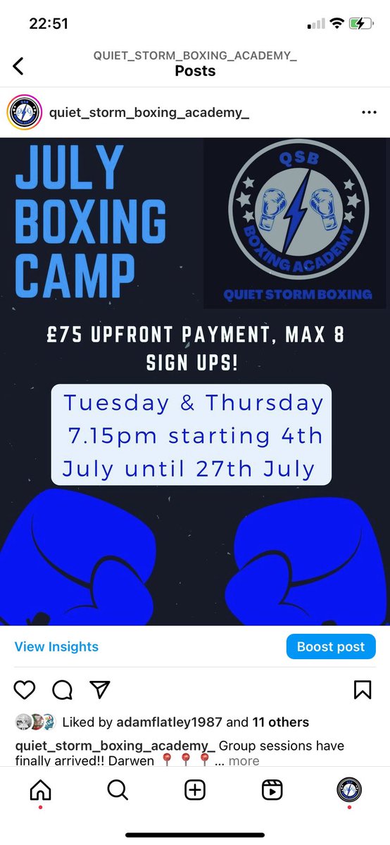 Been a while since been on here few changes since! A little break out the ring (still train everyday) looking to be back fighting Oct fighting out of a new gym

&amp; started my own thing coaching “Quiet Storm Boxing Academy” 

Fitness
Learn boxing 1-1 &amp; groups
Nutrition plans DM me