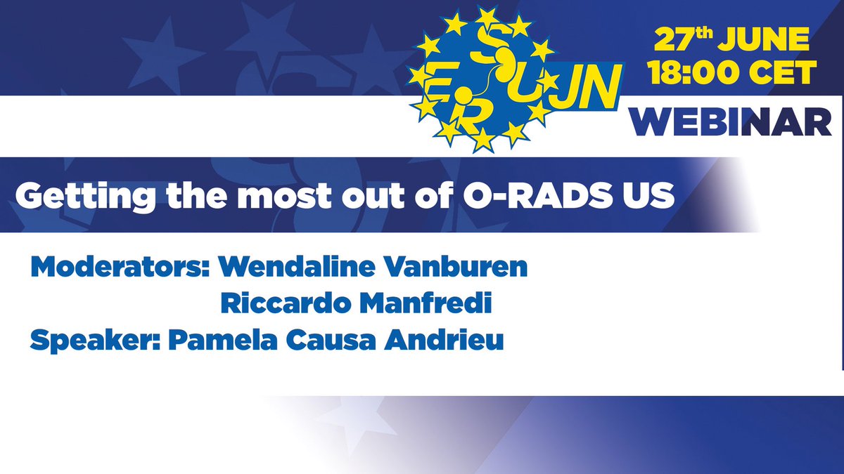 Hey everyone! You have a date the 27th June!
Getting the most out of O-RADS US
- Moderators: Wendaline Vanburen & Riccardo Manfredi
- Speaker: Pamela Causa Andrieu

Sign in here 👉🏻  esur.org

#ORADS #WomanImaging #ESUR @EsurOffice