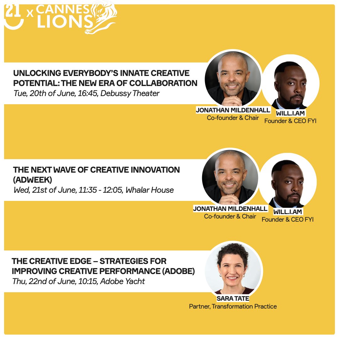 TwentyFirstCenturyBrand (@21cbrand) on Twitter photo This year’s <a href="/Cannes_Lions/">LIONS | The Home of Creativity</a> program is filled with interesting speakers, discussions and events. Make sure to check out 21CB's talks #Cannes2023 This year’s <a href="/Cannes_Lions/">LIONS | The Home of Creativity</a> program is filled with interesting speakers, discussions and events. Make sure to check out 21CB's talks #Cannes2023