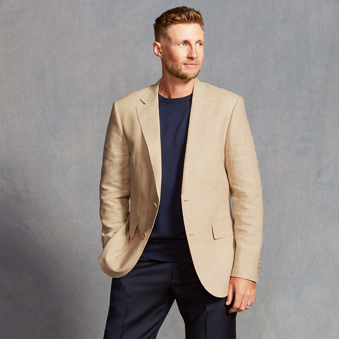 we're delighted to see @root66 return to the crease today for his 2nd innings, he’s already looking the part! Don't get caught out in our tan linen jacket. #CharlesTyrwhitt