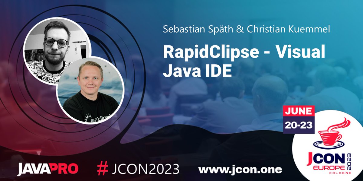 RapidClipse's tweet photo. Don't miss our workshop on Friday with @XpluginP &amp; Christian Kümmel: #RapidClipse - Visual Java IDE!

Learn to create responsive business apps, store data efficiently with #MicroStream &amp; access the app as a PWA! #AppLayout #FlexLayout #FormLayout

Tickets: https://t.co/kcy750xX90 https://t.co/OJyKABrYkY