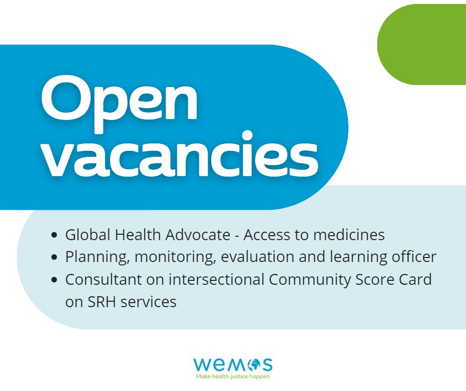 Do you want to make a difference and help bring about global health justice? We have three open positions to work with us!
Read the full vacancies and apply to join our team👇
wemos.nl/en/about-us/va…

#humanrightsjob #impactjobs #jobalert #vacancy #hiring #healthjobs #JobFairies