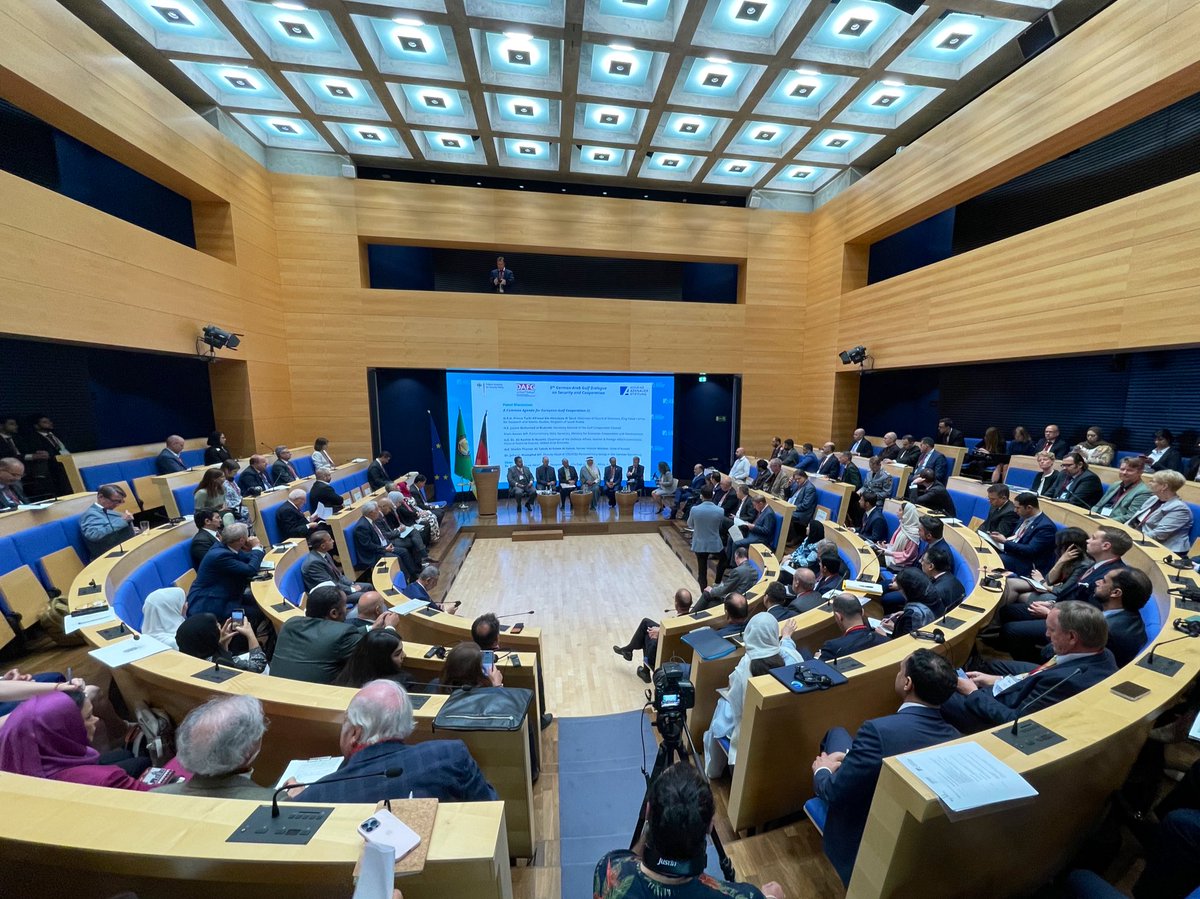 Great kick-off to the 5th German-Gulf Dialogue organised by <a href="/KASonline/">Adenauer-Stiftung</a> <a href="/DAFG_eV/">DAFG – Deutsch-Arabische Freundschaftsgesellschaft</a> &amp; <a href="/BAKS_Bund/">BAKS</a> - “we are to each other very important” says <a href="/GCCSG/">مجلس التعاون</a> Jasem Al-Budaiwi about the need for more EU-GCC cooperation amidst geopolitical shifts #GCCGermany