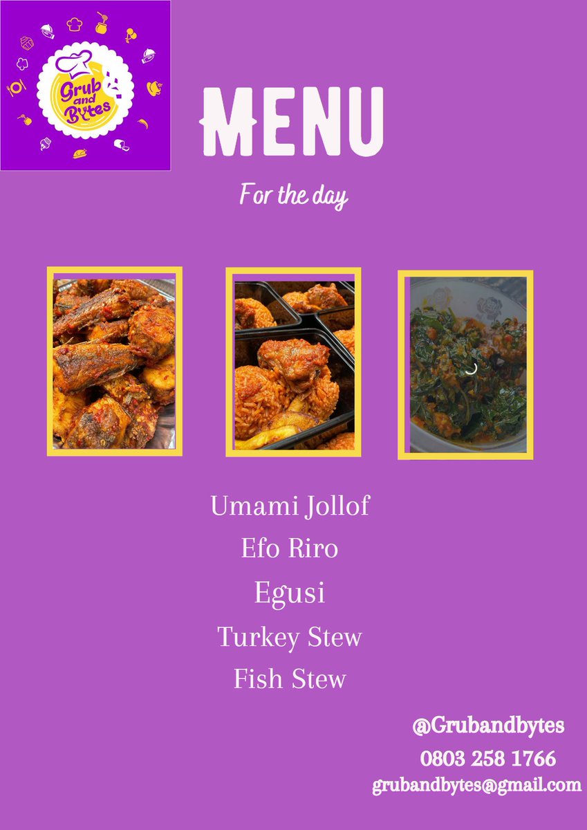 Hello foodies,
It’s another time again to feed your bellies and cravings.
No matter what, Man MUST chop. We’re here to feed you. Take a pick or a combo and DM for satisfaction.
#foodies #foodblogger #foodienigeria #mufasatundeednut #foodbloggers #foodvendor #foodvendornigeria