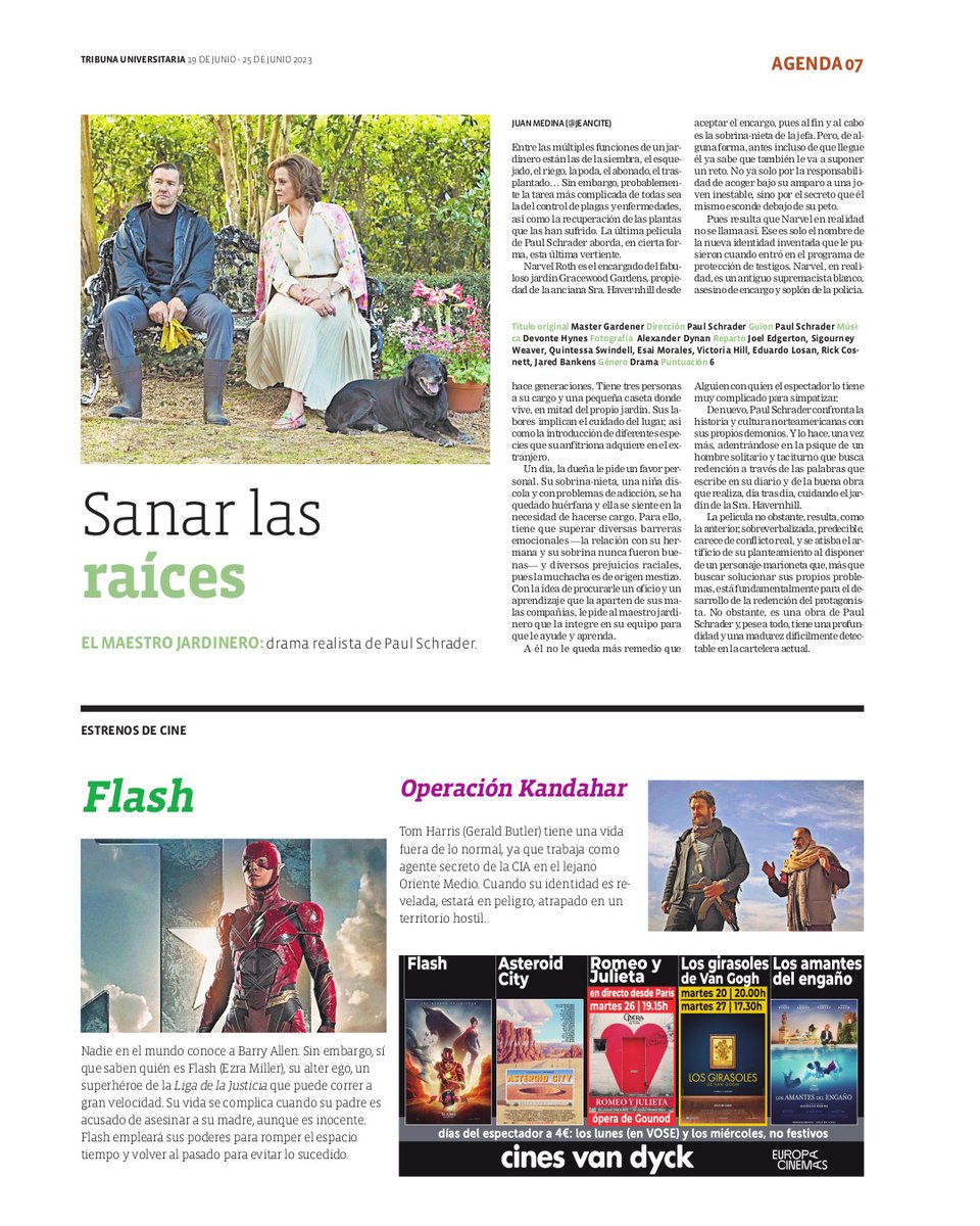 TribunaUni's tweet photo. 💻Grados online en la UPSA @upsa 

📽Cartelera y agenda de la semana

🎬'Sanar las raíces'. Crítica de 'El maestro jardinero' @cinesvandyck @jeancite 

👩🏻‍⚖️"La justicia sitúa a la víctima de violencia en el margen". Entrevista a Selena Tierno.

#universidad #salamanca https://t.co/5Y9YHWUR58