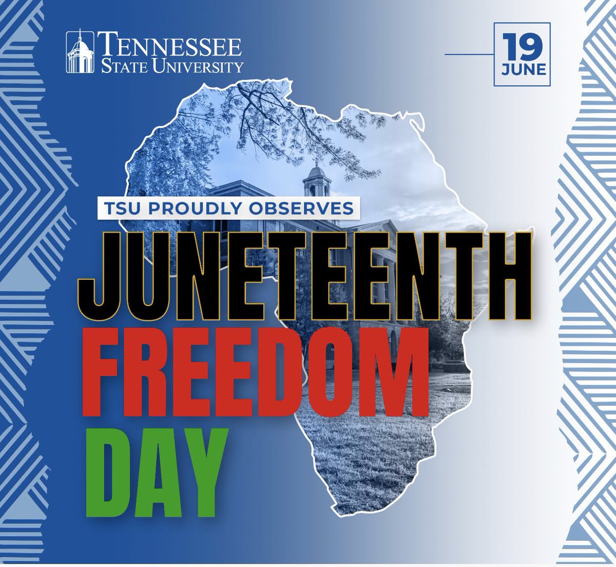 TSU proudly joins our nation as we observe Juneteenth, Freedom Day for former slaves. TSU is committed to social justice &amp; equality, and recognizes the significance of the contributions and resilience of African Americans throughout history on this day. 
#NeverForget! #FreedomDay