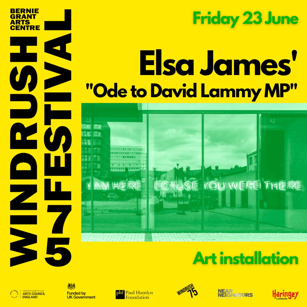WINDRUSH 75 Elsa James' 'Ode to David Lammy' FREE, Sat 24 June - Mon 30 Oct 2023 Contemporary artwork by artist @thisiselsajames, ‘Ode to David Lammy MP’, inspired by the MP response to the Windrush scandal. Find out more about our Windrush 75 programme: ow.ly/K2aA50OLhFg