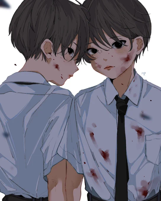 ニコイチ。  #創作男子 #イラスト #oc