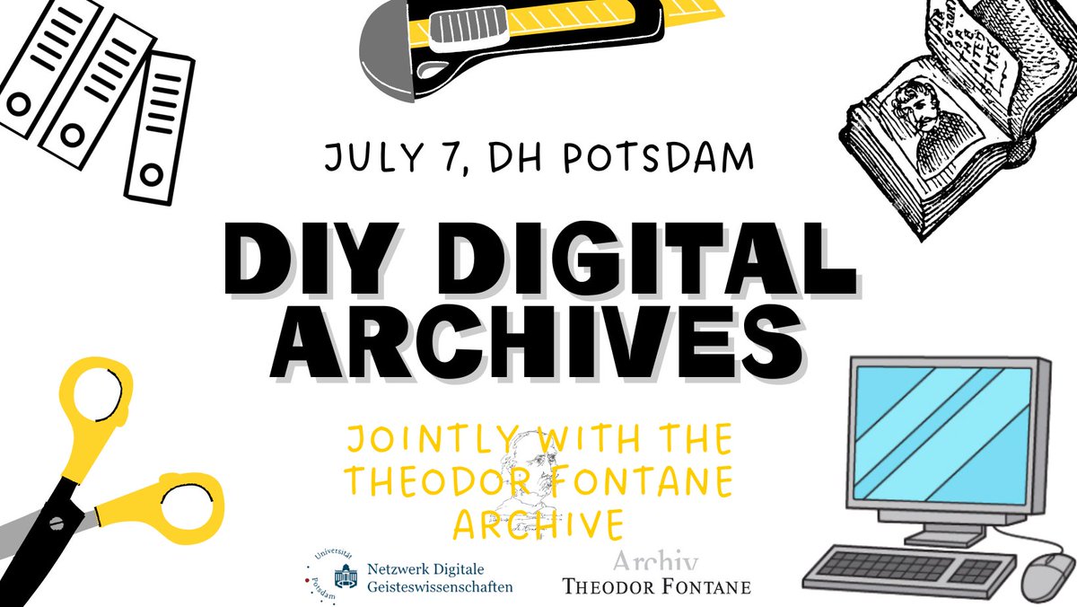 How does one create and maintain a digital archive of old postcards/diary records/tweets/poems/Ukrainian memes with no budget and/or coding resources? Join our "DIY archives workshop" on July 7 to find out!💁Register here to attend: uni-potsdam.de/de/digital-hum……Venue: <a href="/FontaneArchiv/">TheodorFontaneArchiv</a>