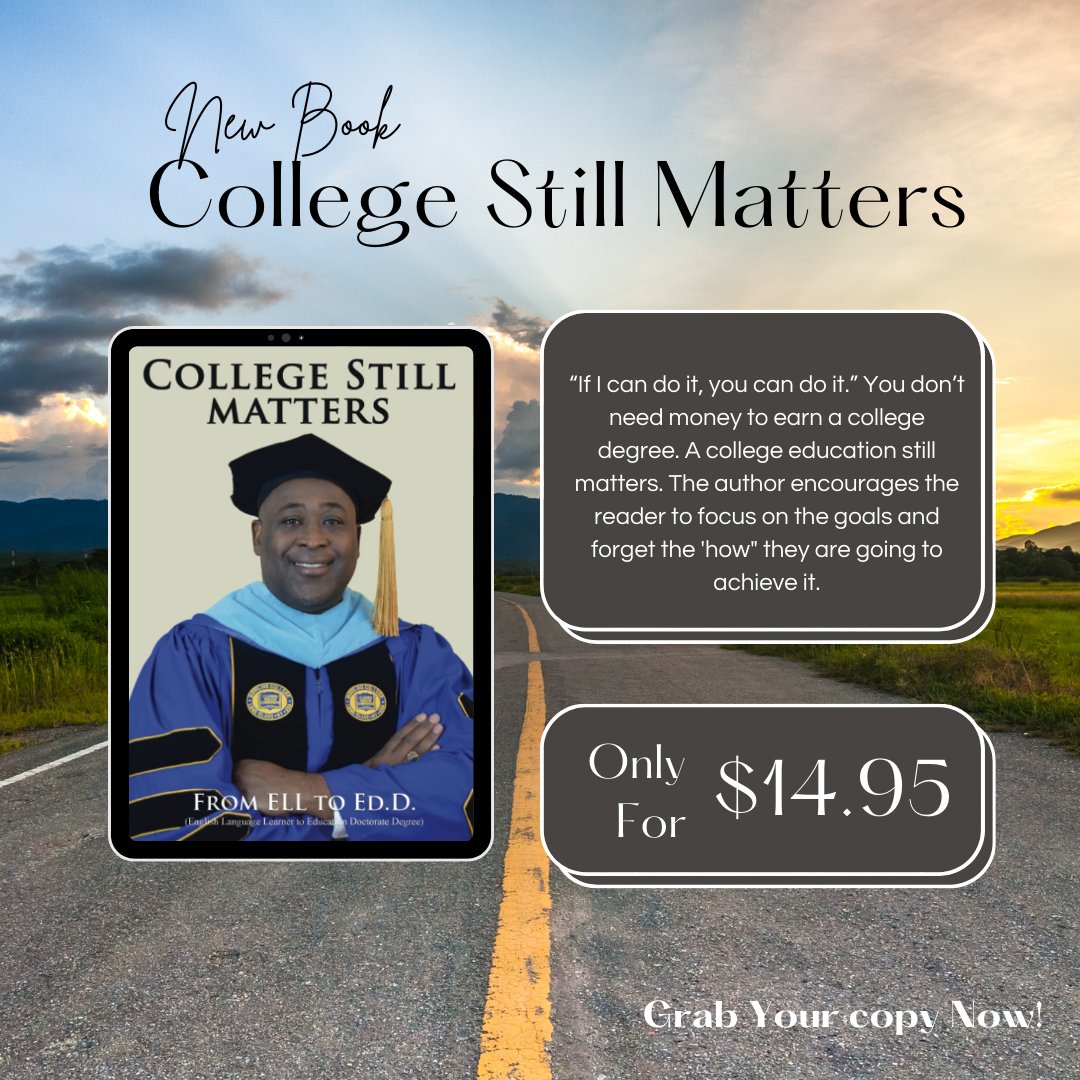 'College Still Matters'
This book is about the journey of young man immigrated from the Island of #Haiti. He described his journey and how other #youngpeople with a #dream can become #successful in the #UnitedStates #educationsystem

amazon.com/College-Still-…
#booklover #collegetwt