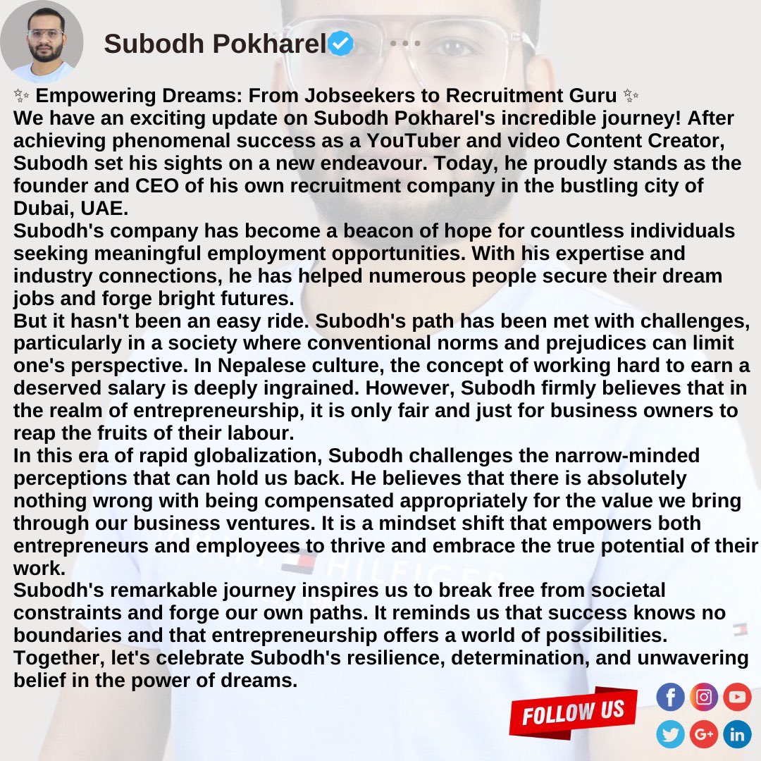 Subodh Pokharel's Journey of Empowering Dreams. 

#subodhpokharel