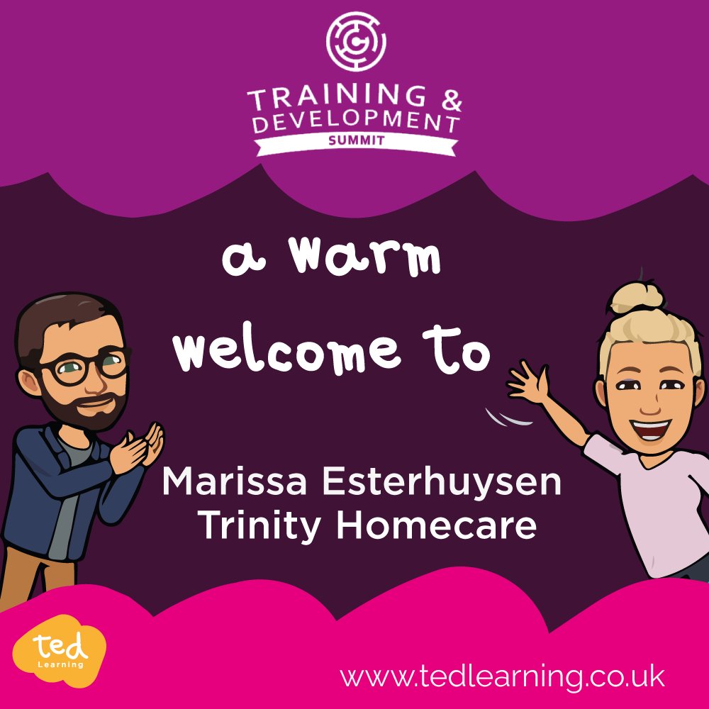 TedLearning1's tweet photo. Justin and Roxy are delighted that Marissa Esterhuysen, Learning and Development from Manager at Trinity Homecare, has joined us this morning. https://t.co/Upu9GVqpTB @trinityhomecare  #FETrainingSummit https://t.co/Y5WR31Ffdn