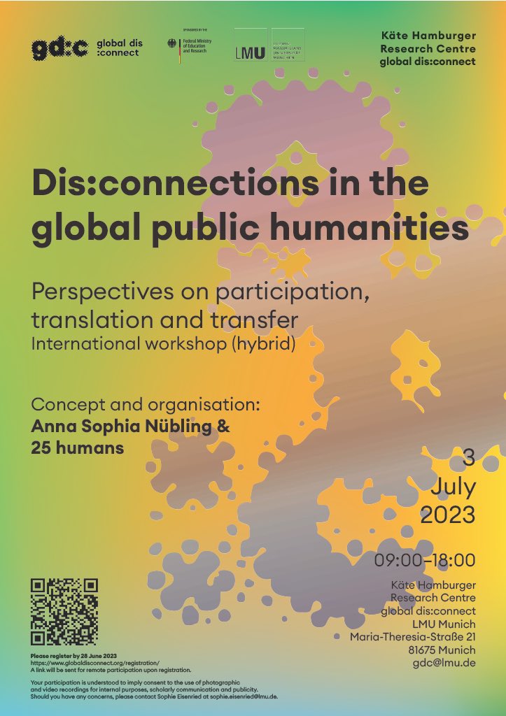 Register until the 28th of June for our former post-docs <a href="/AnnaNuebling/">Anna Sophia Nübling</a> international workshop as well as the evening conversation via lehrevaluation.uni-muenchen.de/evasys/public/…