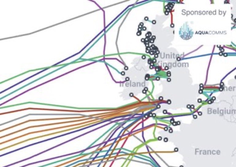 Here is the undersea cable network passing through Irish waters. Many of these cables serve Ireland directly. The security & safety of these cables is of critical concern to Europe & North America. This issue is one of many to be discussed at the forthcoming Security Forum.