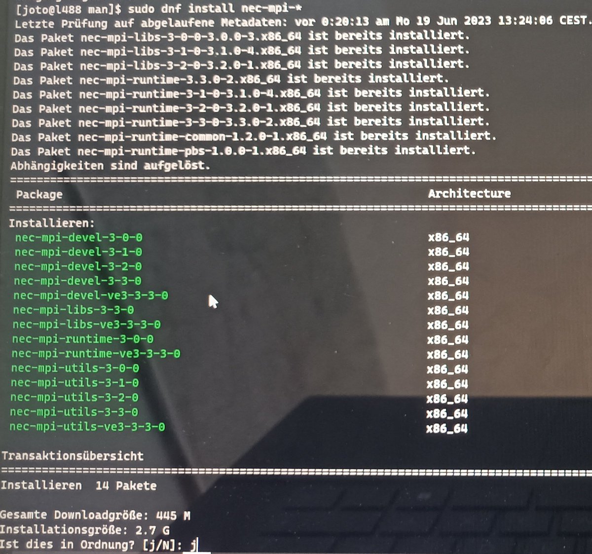 Anno0770's tweet image. Habemus MPI.
I didn't notice NEC made their development packages available. You can soon run MPI applications on both the CPU and #VectorEngine and offloading the parts that run well on the VectorEngine to it while keeping file io and co on the CPU.
That's huge.