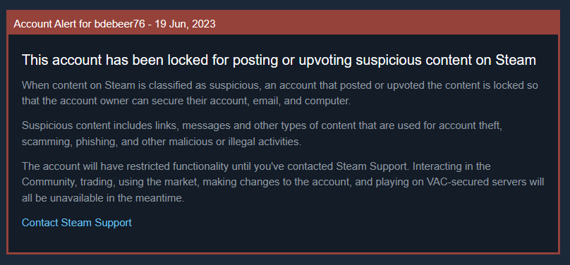 MuFaSa__ZA's tweet photo. any ZA trading homies ever get this?

All I did was comment on 5 people's profiles after adding them to tell them that I was interested in buying an item of theirs.

I've submitted a ticket to steam support.
any help will be appreciated https://t.co/JZ4ztnBBvt