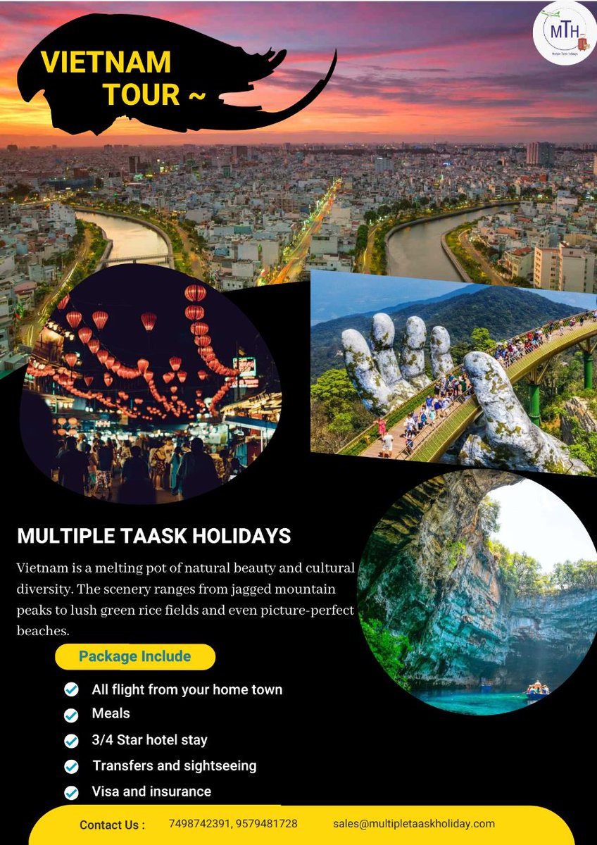 MultipleTaask's tweet image. MULTIPLE TAASK HOLIDAYS 
invite you for a  trip to vietnam
Vietnam is wonderful country in South East Asia …
And here we are providing you an opportunity to explore famous places in Vietnam...
Join us to get memorable moments in your life.