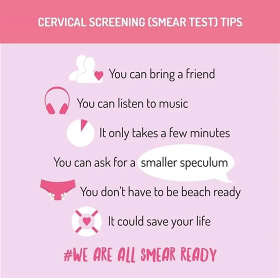 This #CervicalScreeningAwarenessWeek let's banish the taboo of the #SmearTest ❌

See below for some great tips when attending your next appointment. Your next appointment could just save your life 🥰

#ScreeningSavesLives #LetsTalkScreening #WeAreAllSmearReady