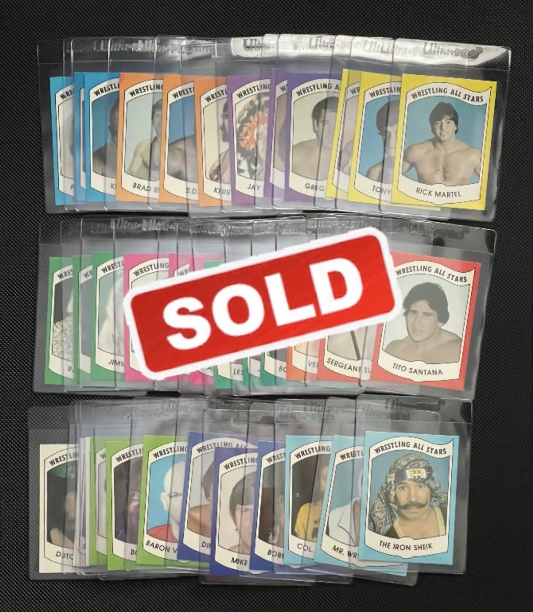 1983 Wrestling All Stars Set $1,250 OBO.

1982 Wrestling All Stars Series A Set - SOLD.

1982 Wrestling All Stars Series B Set - SOLD.

#WrestlingCards
#WrestlingAllStars 
#HulkHogan #RicFlair #AndreTheGiant