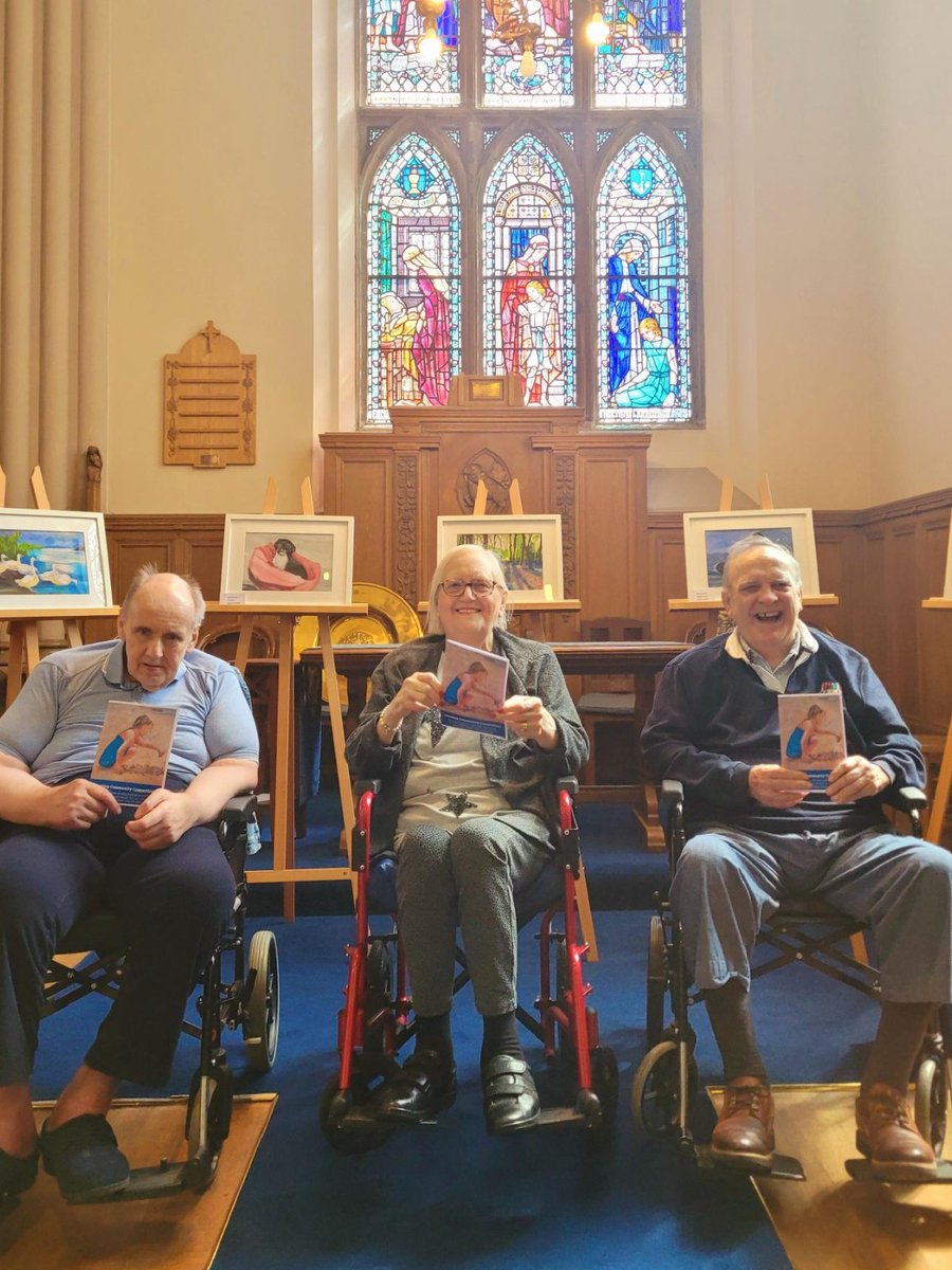 FifeHSCP's tweet photo. Last week Jessie, Grahame and Freddie from Matthew Fyfe Care Home had the opportunity to exhibit their beautiful artwork at Dunfermline Abbey Church with Crossreach, Heart for Art which seeks to bring creativity and connection to those living with dementia. 

@FifeCouncil https://t.co/DJtqdc7Jjl