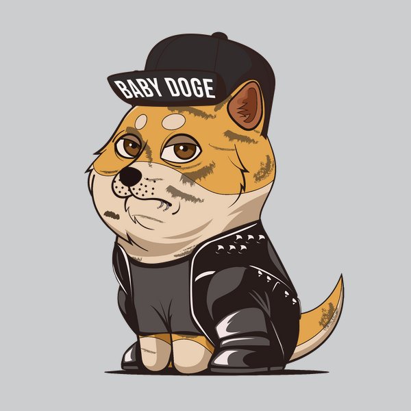 BabyDogeNFTs's tweet photo. A baby doge NFT with commando fur and ninja eyes wears a black hat headwear and rad clothing on a gray background. Despite its punk normal mouth, it's a skilled fighter. It's a rebel with a cause, fighting for justice in the digital world. https://t.co/HF3cayRIpQ