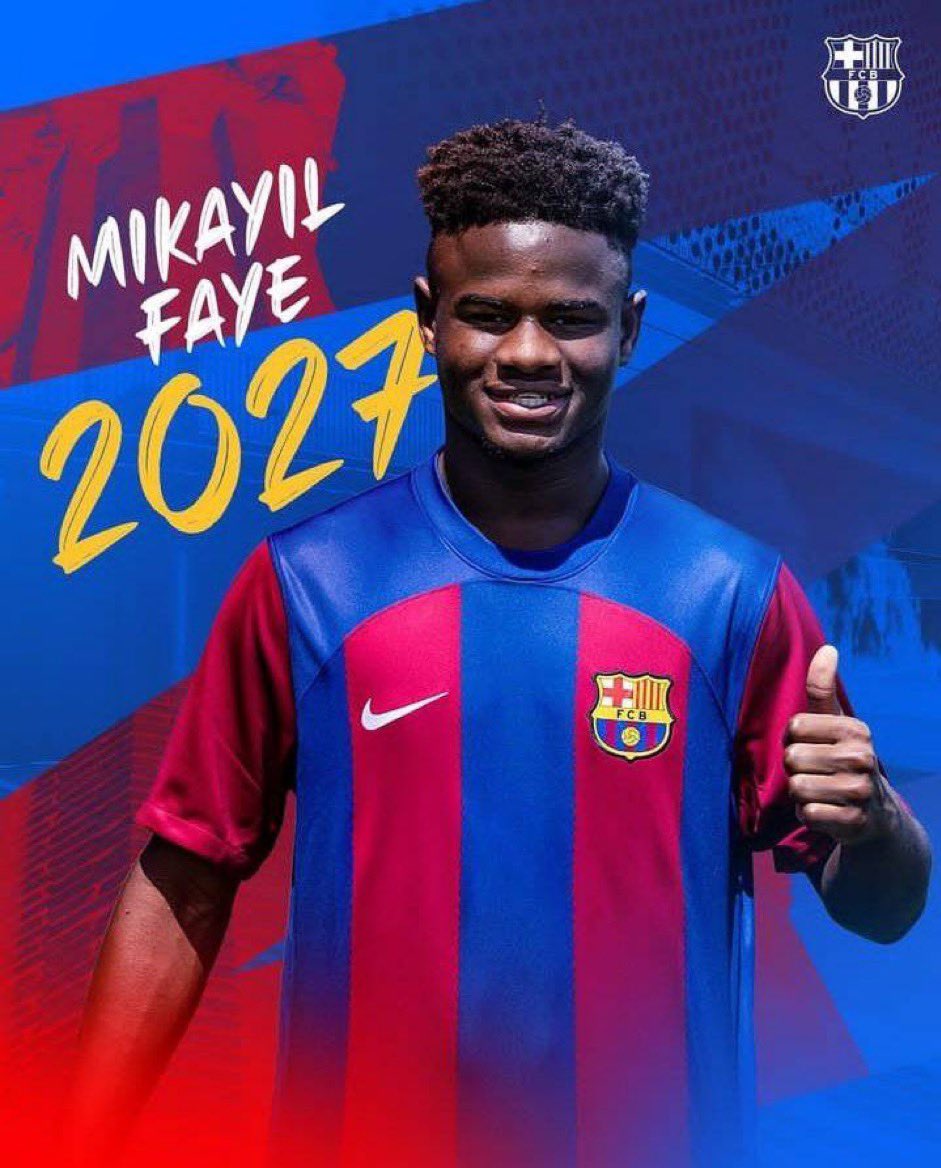 One to watch? 👀🌟 Barcelona have completed the transfer of young CB Mikayil Faye from NK Kustosija - with a €400m release clause included.

Source: @FabrizioRomano 

Credit:@BarcaTimes 📸

#OTCS #FCBarcelona #Wonderkid #OneToWatch