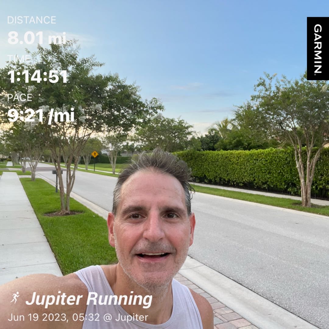 Nothing like starting the week with an 8 mile tempo run. All down hill from here. #running #runchat #runningmakesmesane #onedayatatime.