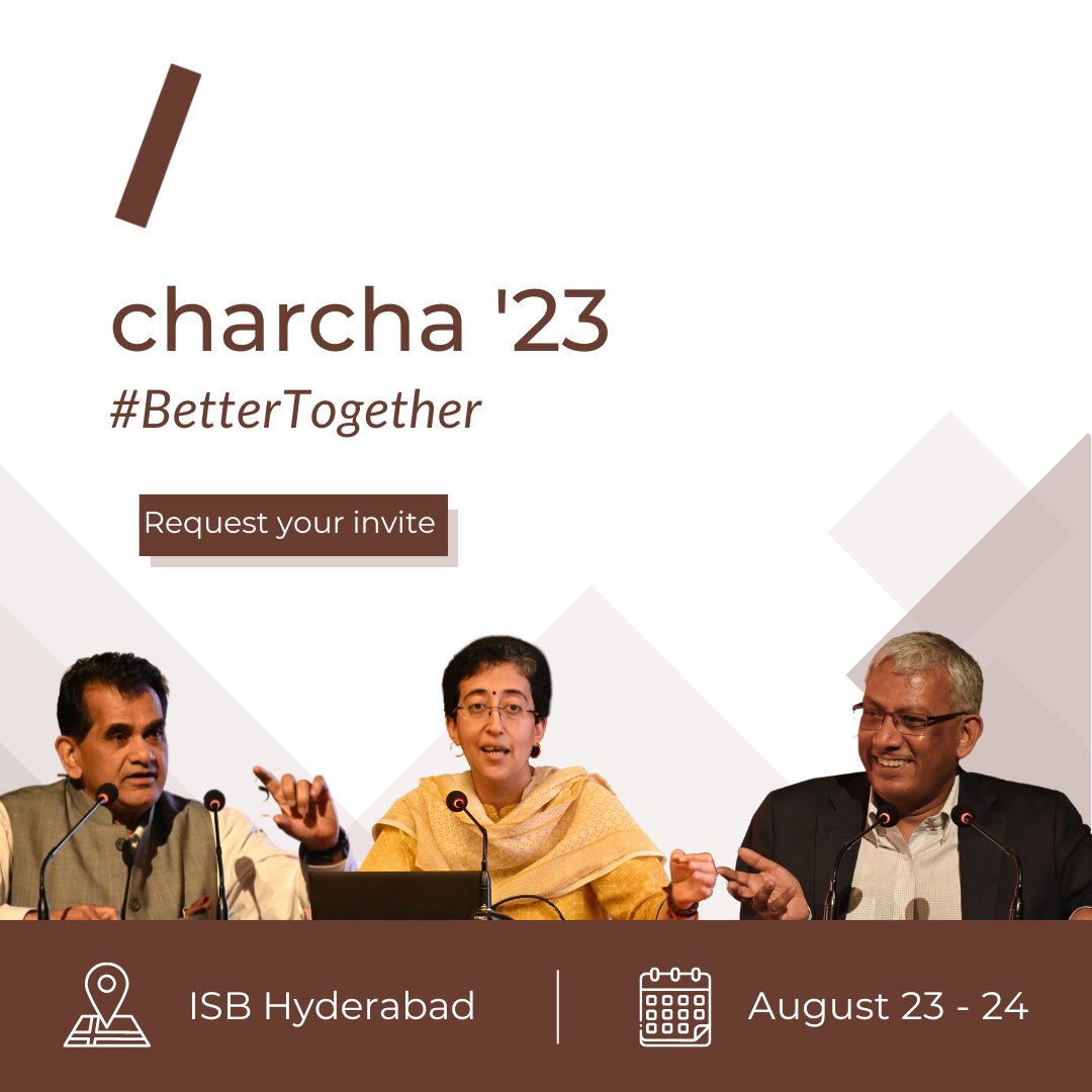 charcha ’23. Be a part of a bolder conversation.   Bringing together the best minds in livelihoods, tech, policy and business, to solve one of India’s biggest challenges. Register today for early access to charcha ’23 bit.ly/42MdYsz #BetterTogether #charcha23 #tech4good