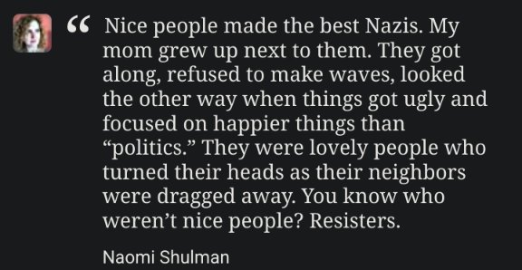 Just a quick reminder that we are fighting fascism and nice is not our fucking priority.