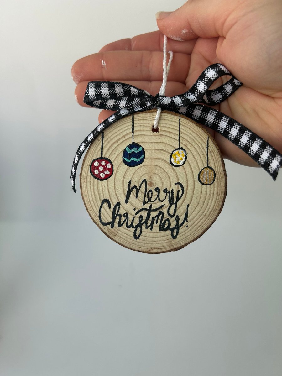 Excited to share the latest addition to my #etsy shop: Merry Christmas Wood Ornament, Bowtie Ornament, Hand-painted Wood Slice, Christmas Gift, Plaid Bow, Christmas Tree Décor etsy.me/43NzA9x #christmasornament #ornament #christmasdecor #handpaintedornament #ch