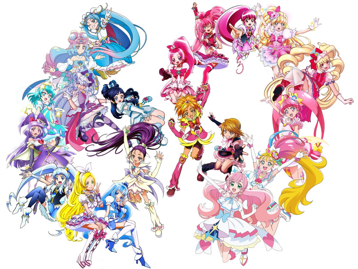 Precure blue & pink power with partners make a '69'