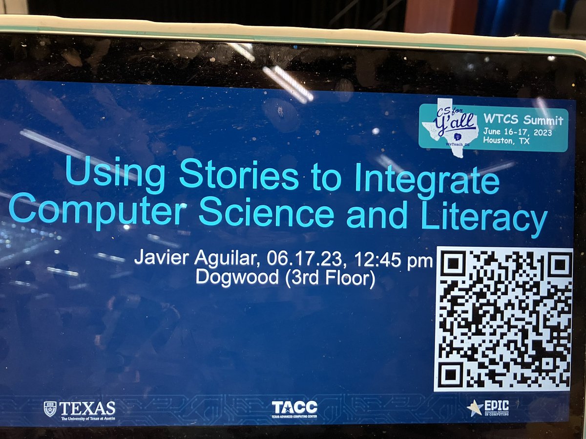 Hello friends please join me today at 12:45 pm for our @computales presentation at @weteachcs #wtcs2023 #CS4Yall Representing 
@efwmaschool
@dfwcsta #networking #learning #teamwork #equity #diversity #confidence  #code #creativity #CSforALL #EveryCanCode #fun #ForTheLoveOfCoding
