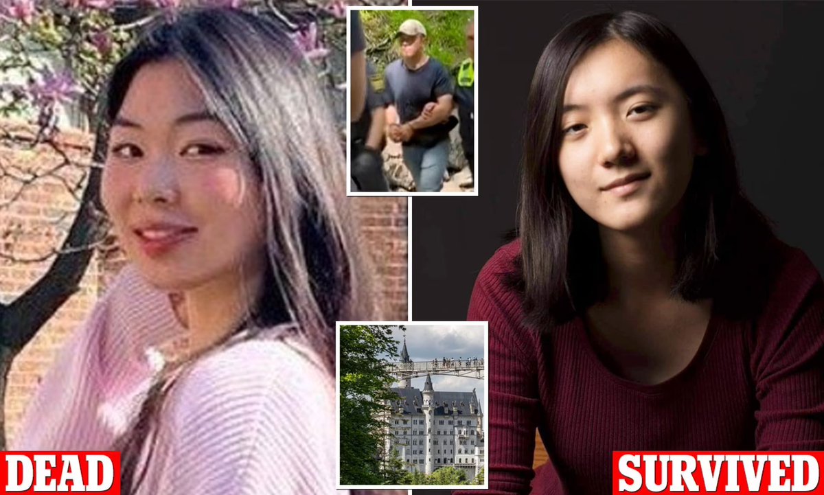Horrifying: Eva Liu, 21, was with her friend Kelsey Chang, 22, on a postgrad trip to Germany when a 30-year-old American man lured them to a little-used path and tried to sexually assault them.

They resisted; he pushed them off a 165 foot cliff.

Liu died. Chang is still alive.