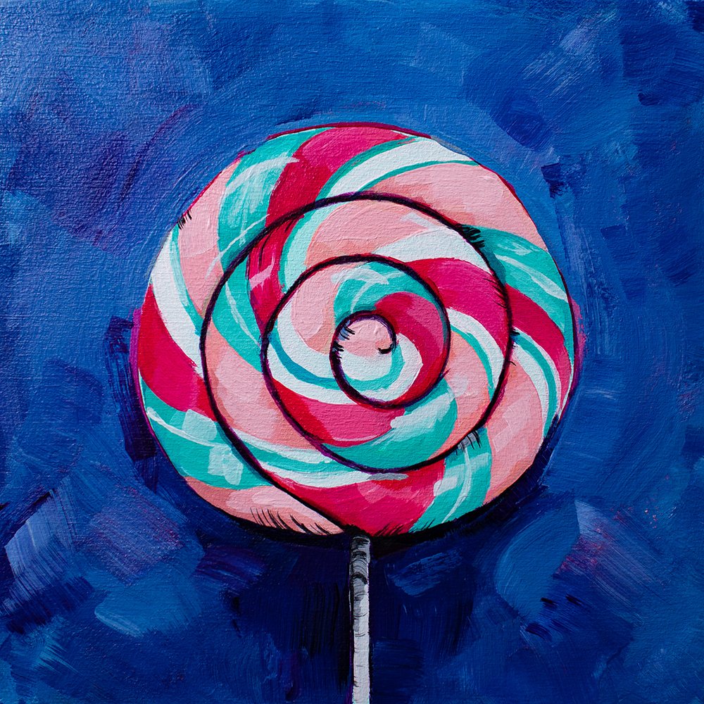 simple lollipop🍭 #oilpainting #acrylicpainting #art #artsale #lollipop #candy 
🟦8in /20cm
Hi @ArtMutuals & #SummerVibes