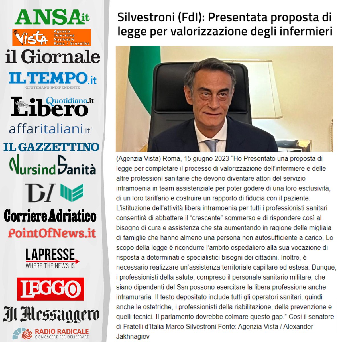 Ho presentato una proposta di legge per valorizzare la figura dell’infermiere e delle altre professioni sanitarie e ricondurre l’ambito ospedaliero alla sua vocazione di risposta a determinati e specialistici bisogni dei cittadini.
👉youtu.be/NadoM8Wi-PE
#professionisanitarie