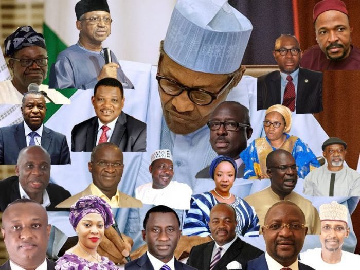 redcap_blondie's tweet image. PMB 'S MINISTERS: A ROLL CALL
They were 43 in number. 34  of them are out of the  country. Of them,  21 are in UK, 8 in dubai, 2 Malaysia, 2 in South Africa, 2 in Rwanda. 1 in kaduna, 1 in kano, 4 in Abuja, &amp;amp; 2 on hospital admission in Eygypt. Of them 8.have private univesities.…
