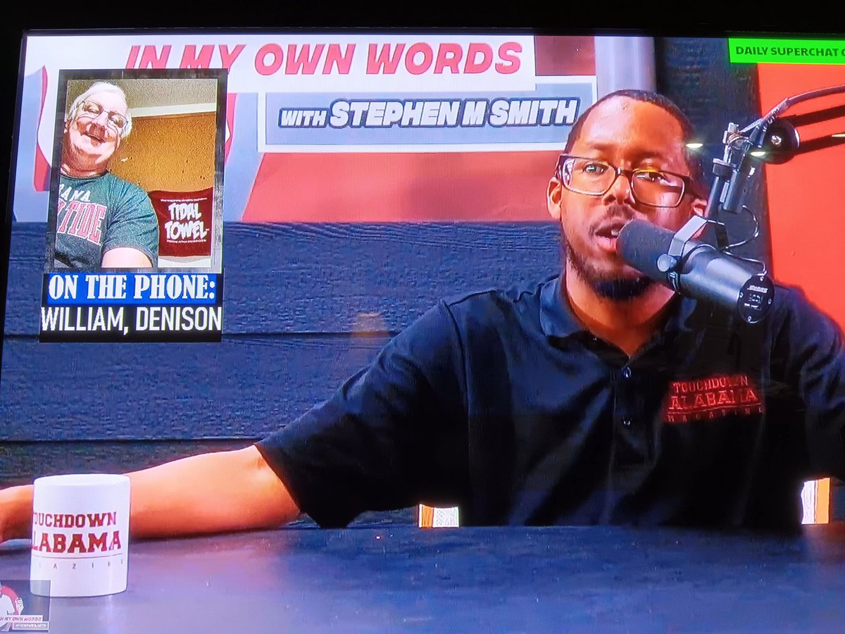 Why do I love watching the hottest show on the streets, @TDAlabamaMag 's @InMyOwnWordsTDA w/ @CoachingMSmith?????
Because of the great callers like William. #RollTide #TidalTowlUp

youtube.com/live/BEVC0f6G8…