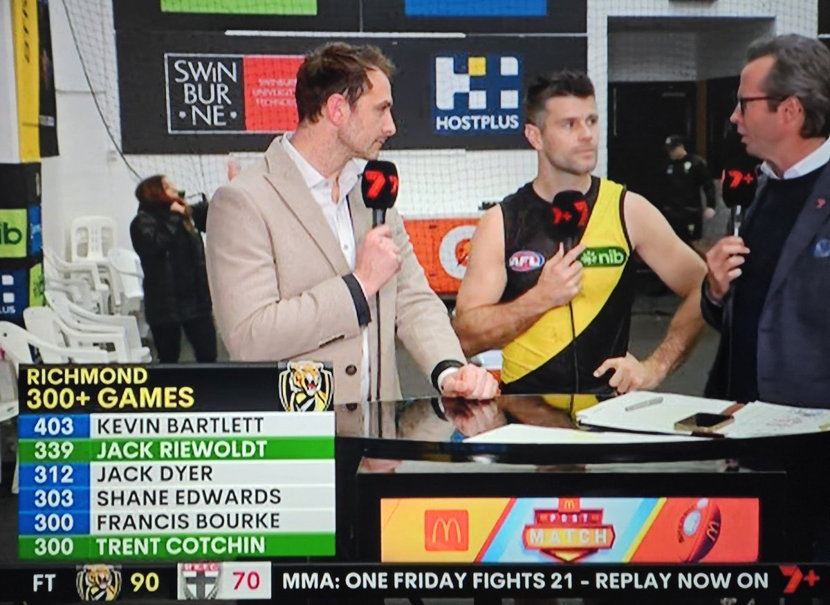 A man looking at a man who took his Brownlow Medal looking at another man who ran over his dog #AFLTigersSaints